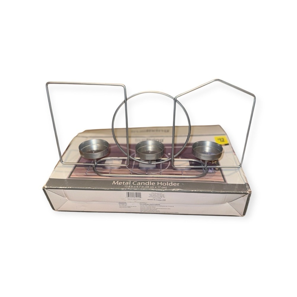 True Living Silver Metal Geometric 3 Votive Candle Holder 13.4 x 6.7 Modern